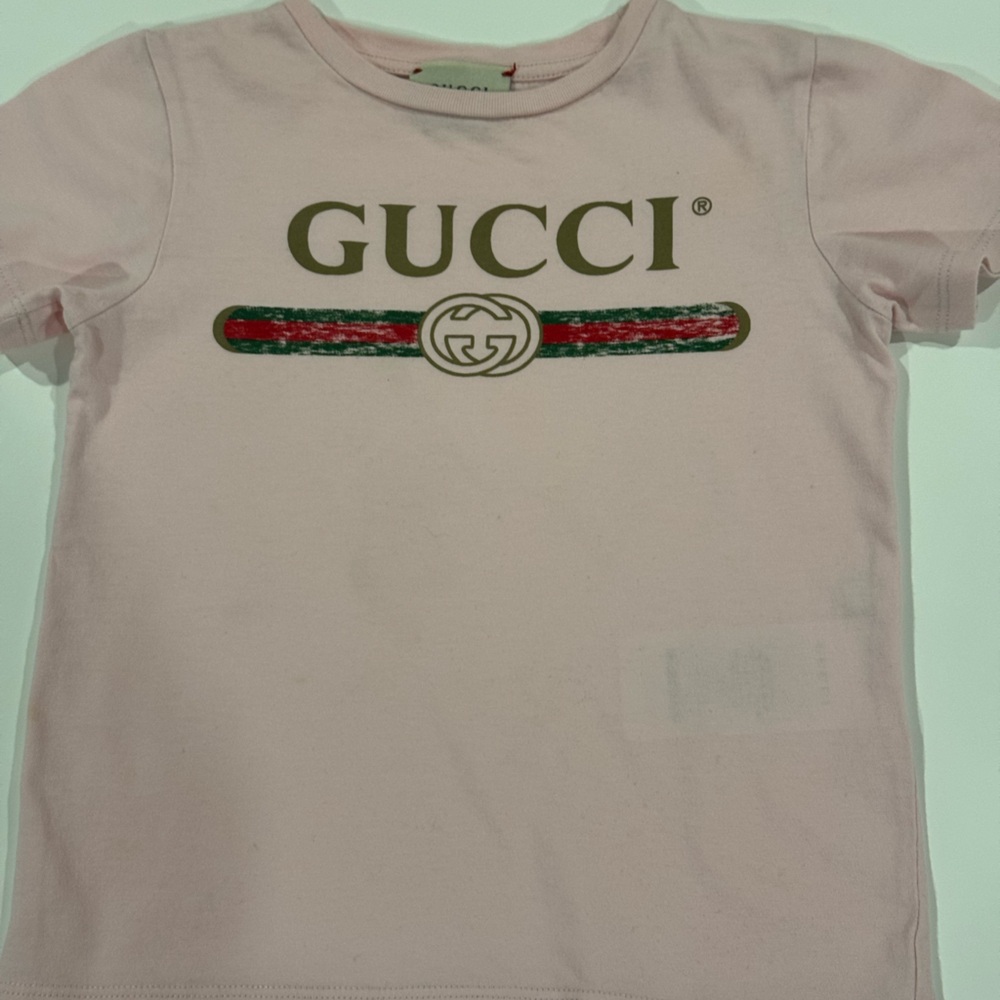 Girls Pink cotton Gucci logo T-Shirt size US 5 Years